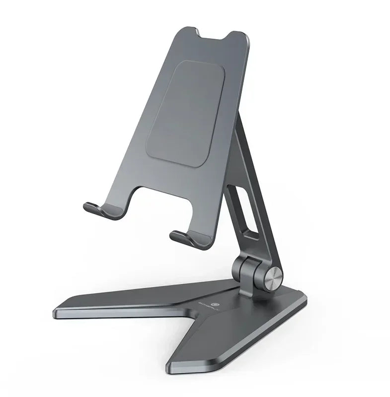 Three Sections Foldable Desk Mobile Phone Holder for IPhone IPad Tablet Flexible Table Desktop Adjustable Cell Smartphone Stand Qme IPad bracket gray