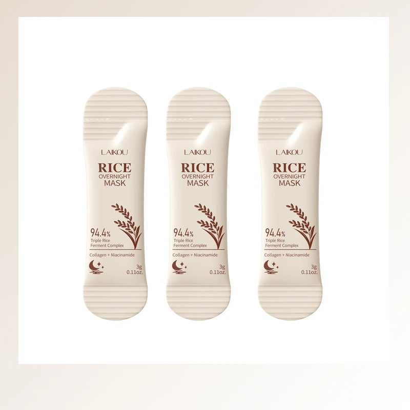 Rice Raw Pulp Whitening Sleep Mask Dark Spots Remover Fade Melanin Reduce Fine Lines Brighten Essence Korean Beauty Skin Care Qme 3pc