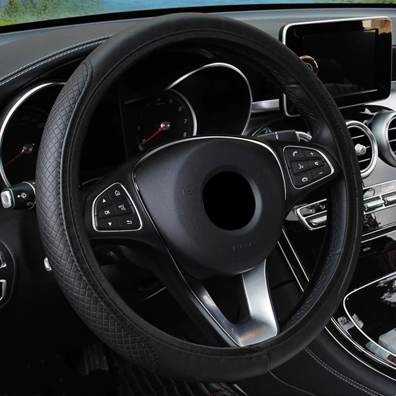 Steering Wheel Cover Braid On The Steering Wheel Cover Cubre Volante Auto Car Wheel Cover Car Accessories Qme Black