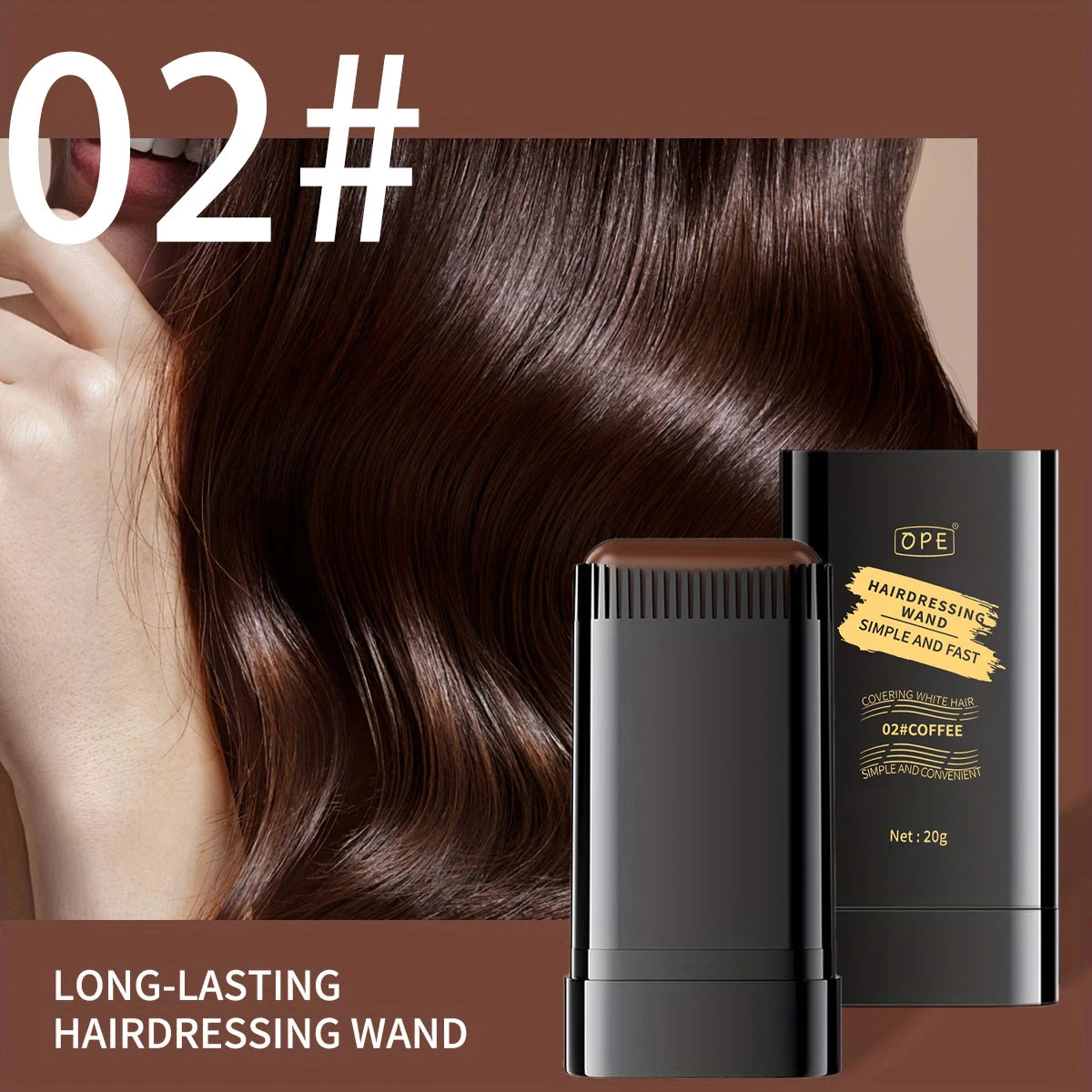 2-in-1 Hair Dye Stick Comb Black Brown Coffee Long-lasting Temporary Qme 02COFFEE