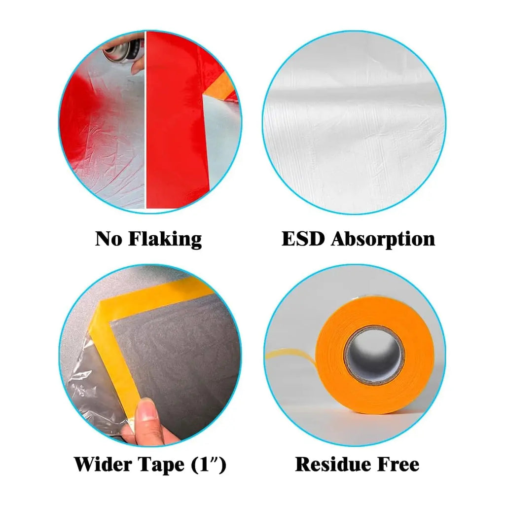 Pre-applied masking tape and drip-proof cloth - construction tape, used for preventing spills on walls, and painted furniture Qme