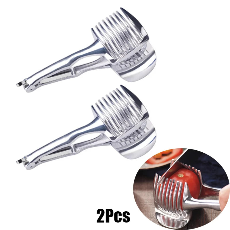 Stainless Steel Kitchen Handheld Orange Lemon Slicer Tomato Cutting Qme 2Pcs aluminium alloy