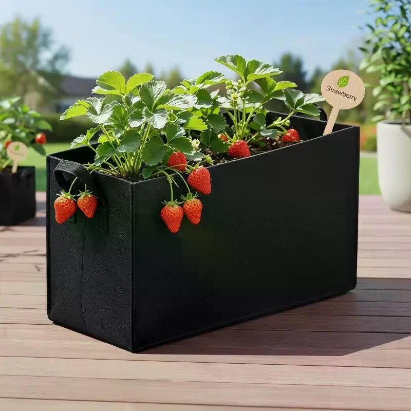 Rectangular Fabric Plant Grow Bag Breathable Non Woven Planter Pot Qme