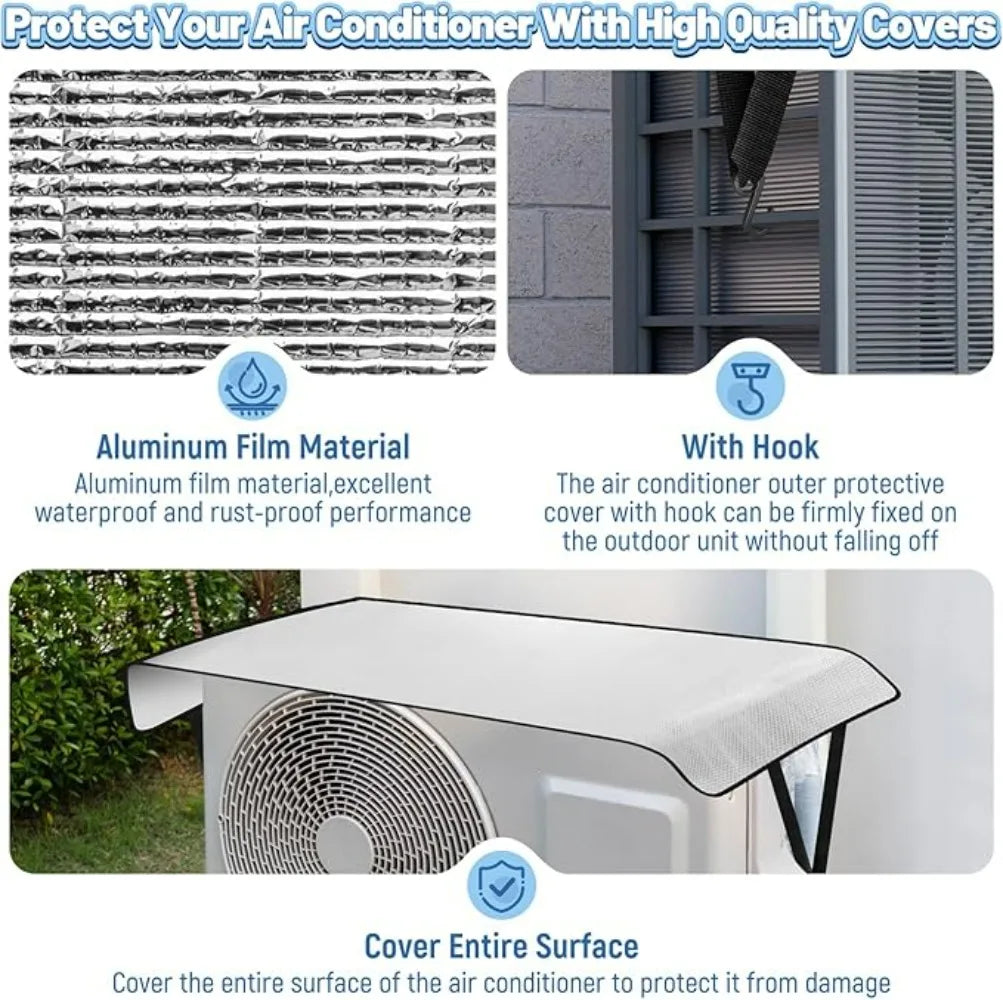 Outdoor Dustproof Air Conditioner Cover External Unit Insulation Board Protective Cover Aluminum Foil Energy-saving Sleeve Qme