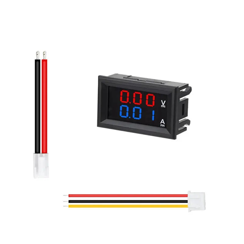 1Pc 0-100V 10A Digital Voltmeter Ammeter Dual Display Voltage Detector Current Meter Panel Volt Gauge 0.28" Red Blue LED. Qme