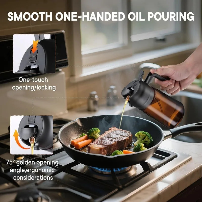 470ML/16oz Olive Oil Dispenser 2 in 1-spray and Pour Glass Oil Sprayer Used for Cooking Air Fryer Barbecue Baking Salad Qme