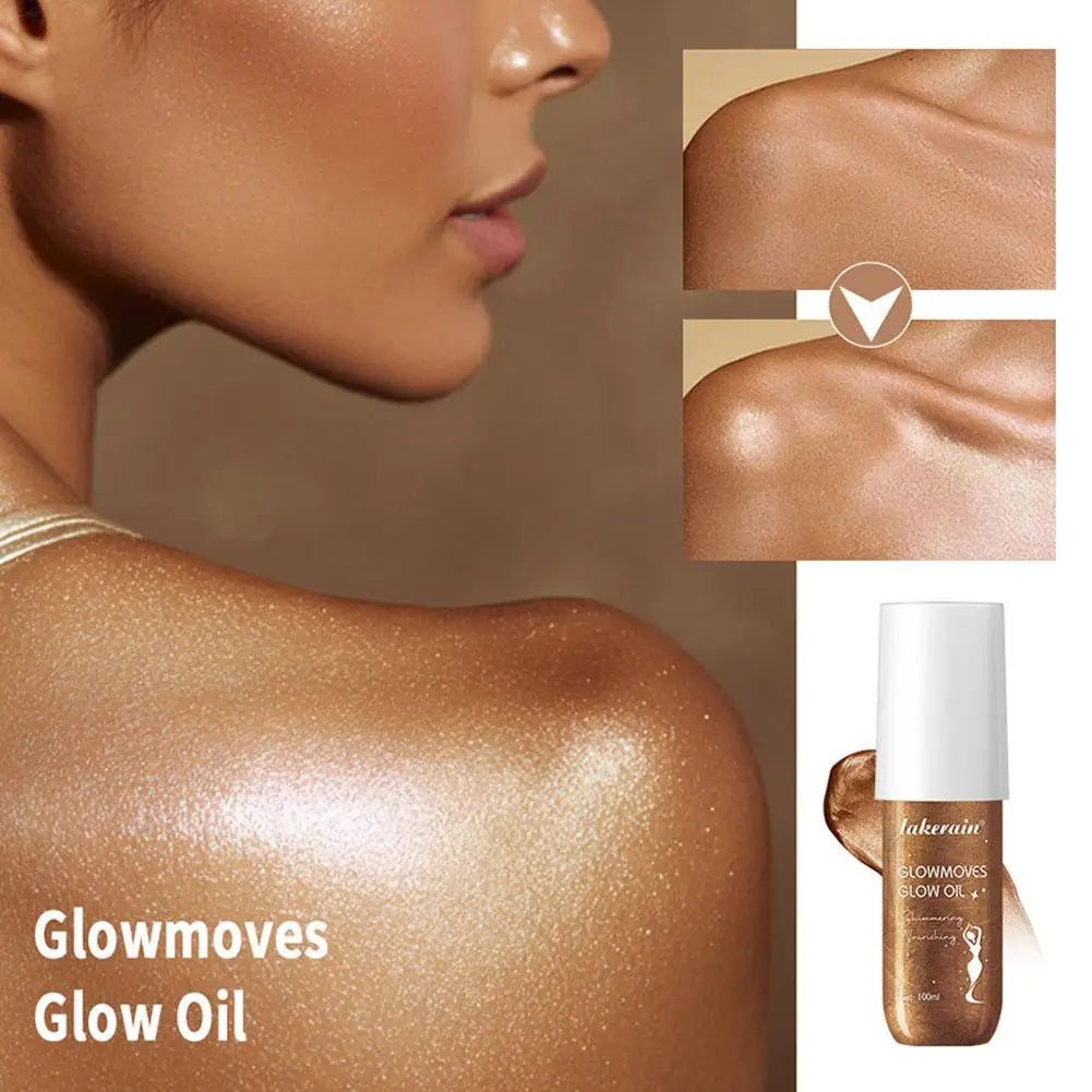 Lakerain Glowmotions Glow Body Oil 100ml Long Lasting Hydrating Shimmer Bronze Non-Greasy Summer Body Care Glow Oil Makeup Qme
