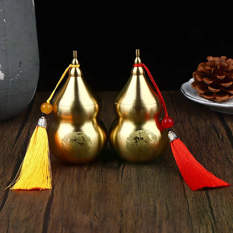 Brass Gourd Feng Shui Ornament With Tassel Feng Shui Decorative Collectible For Prosperity And Longevity Home Office Desk Decor Qme