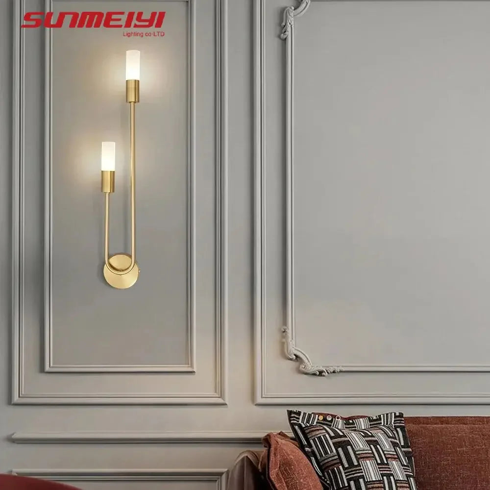 LED Golden Black Light Luxury Wall Lamp Living Room Nordic Modern Minimalist Creative Background Wall Corridor Bedroom Bedside Qme