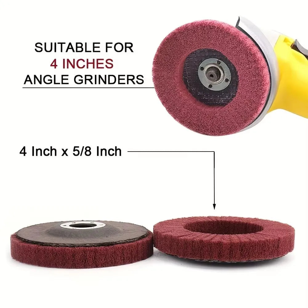 5PCS 100Mm nylon fiber clamshell polishing wheel 4 inch non-woven grinding wheel metal wood rotary angle grinder grinding wheel Qme