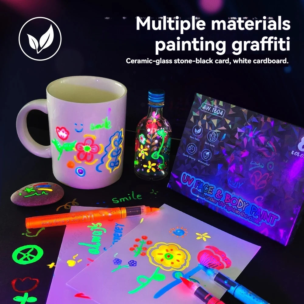 8/12/18 Colors Colorful Luminous Pen Set Human Face Paint Pen Student Children Painting Fluorescent Marker Glow-in-the-dark Pen Qme