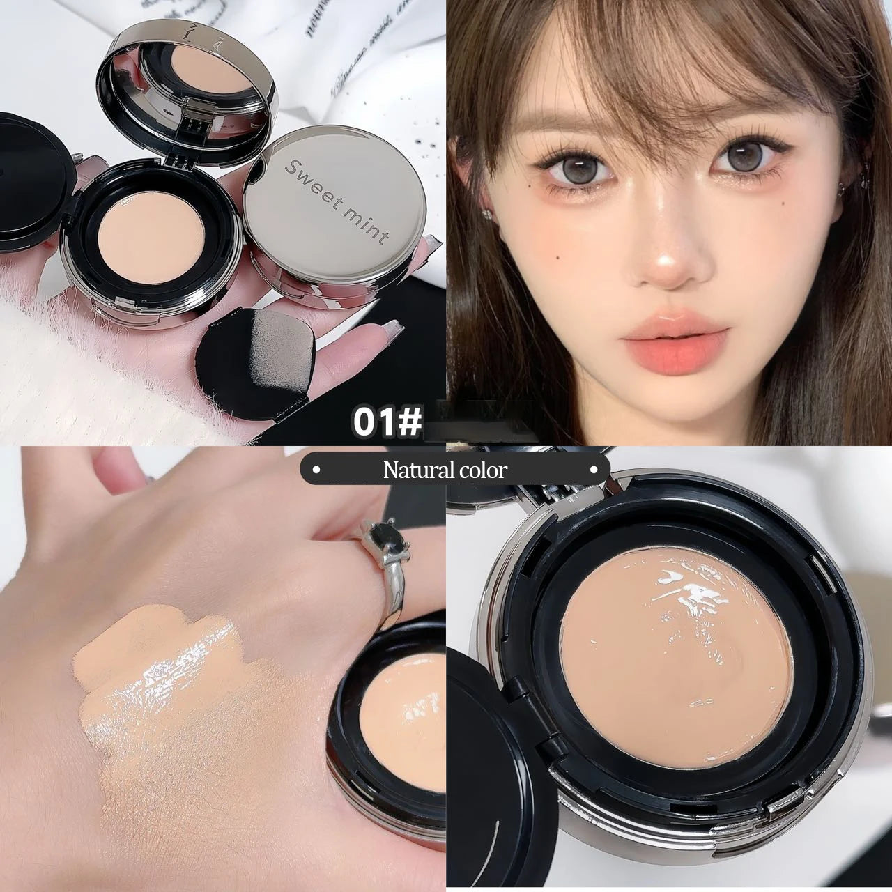 Matte Face Foundation Cream Natural Beige Full Coverage Waterproof Brightening Cover Dark Circle Concealer Makeup Cosmetics Qme 01 Natural color