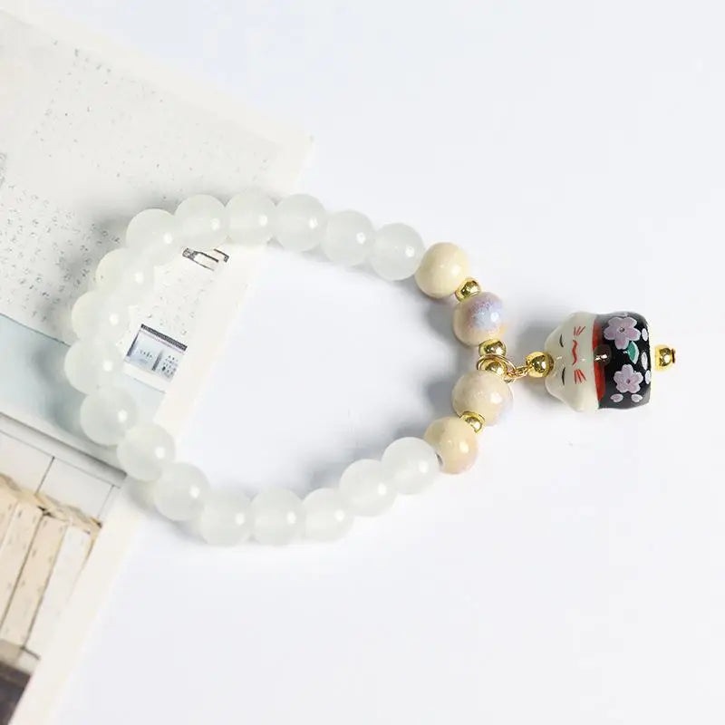 Boho Fortune Cat Charms Bracelet For Women Stretch Wire Couple Bracelet Jewelry Accessories Gifts Qme