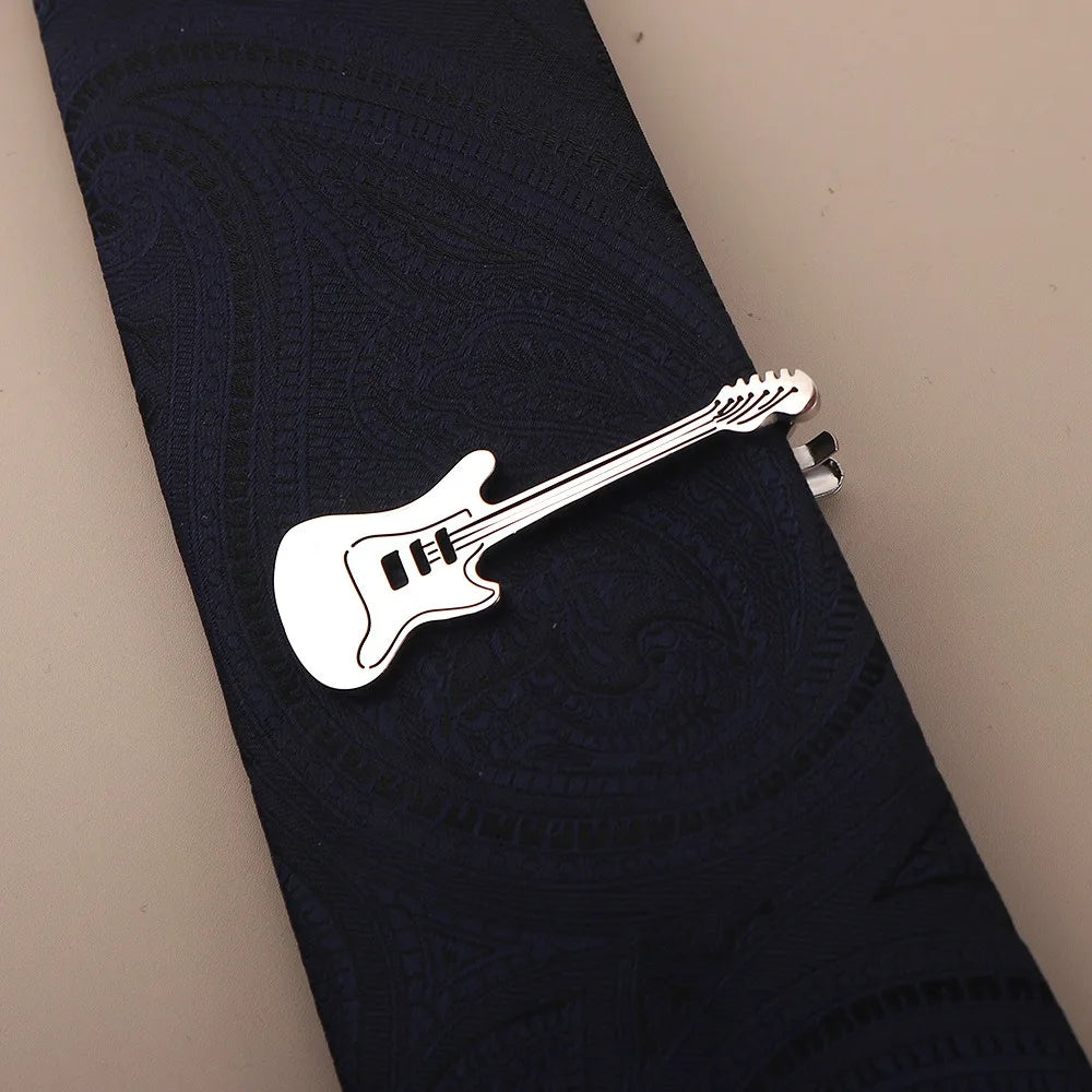 Treble Clef Guitar Tie Clip Titanium Steel Punk Music Note Pin Qme Style 12