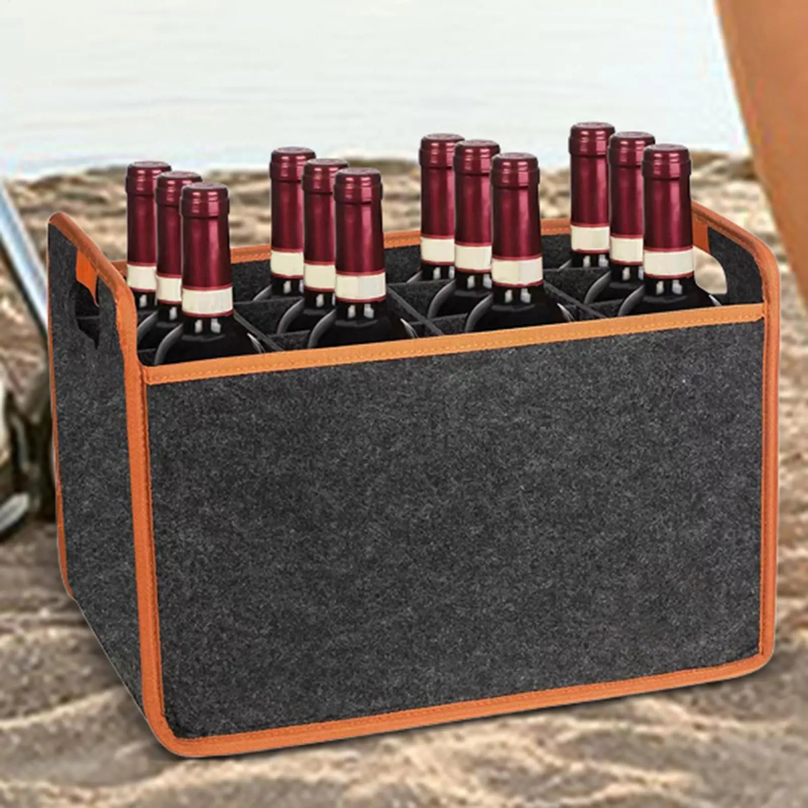 Wine Travel Bag 12-Bottle Felt Carrier Storage Box Divider Liquor Qme Default Title