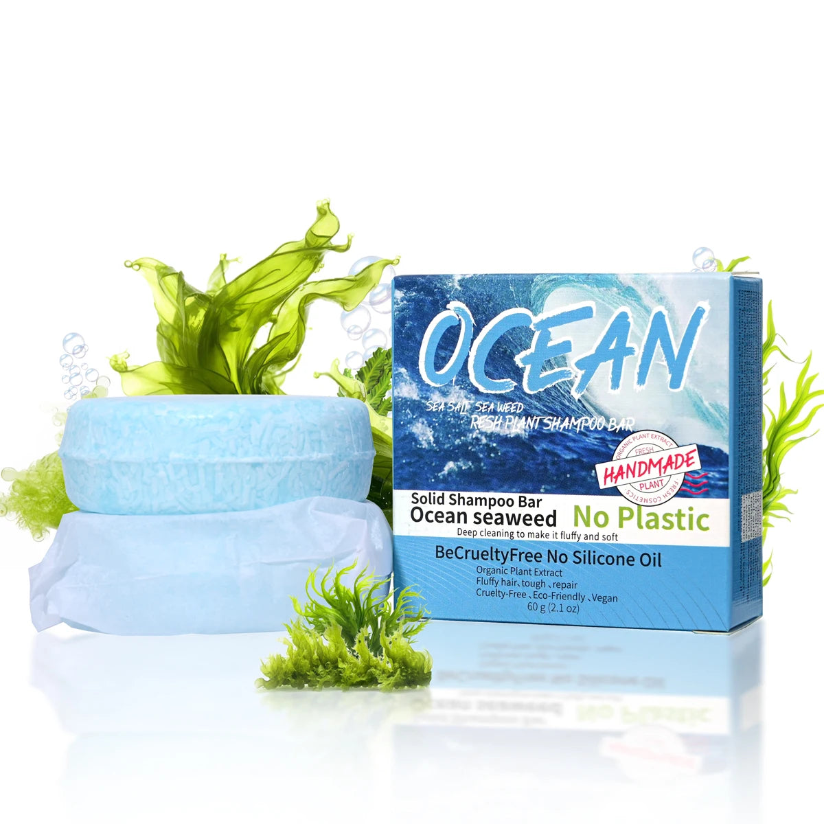 Refreshing Ocean Shampoo Seaweed Essence Handmade Soap Soft Tough Qme