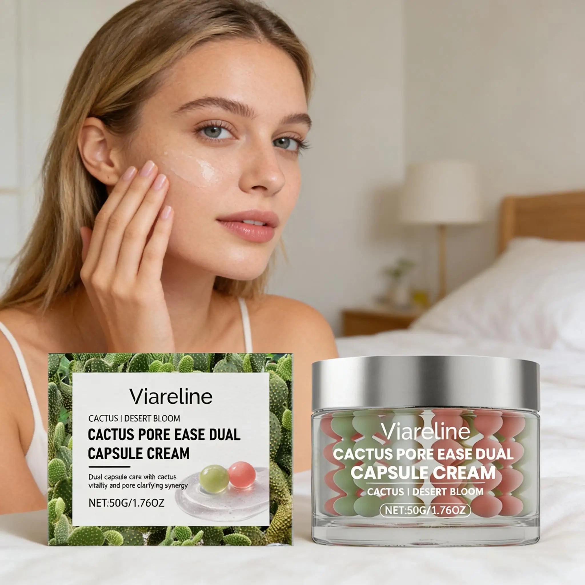Cactus Capsule Cream Reduce Wrinkle Pore Bounce Lifting Firming Skin Antioxidant Protection Night Face Moisturizing Essence 50g Qme
