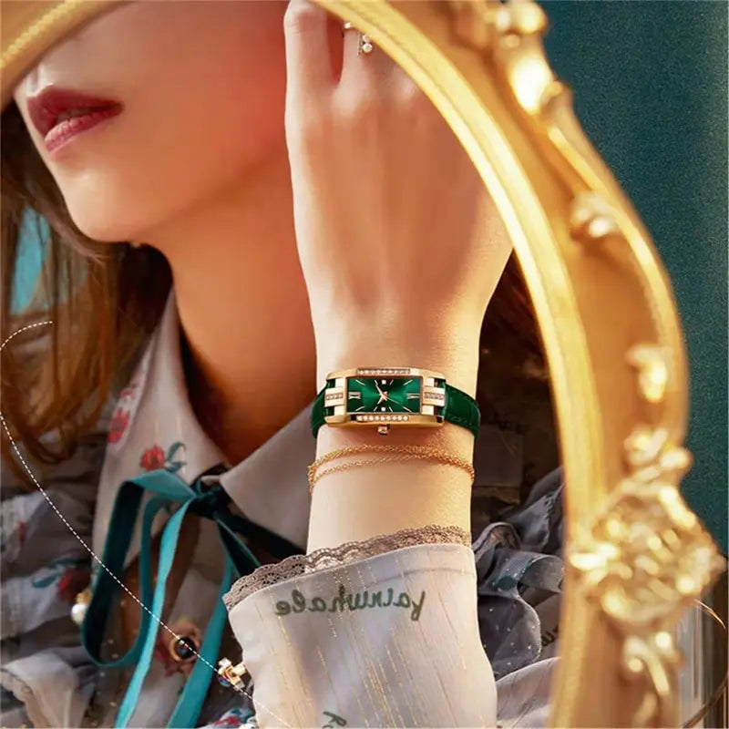 Rel Gios Das Mulheres Moda Square Ladies Quartz Watch Bracelet Dial Qme
