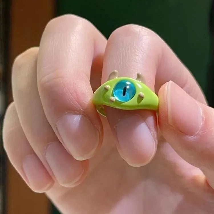 Funny Big eye little Monster Open Rings Women Cartoon Cute Cat Resin Finger Ring Y2K Fashion Couple Friends Jewelry Gifts Qme 6 China Mainland resizable