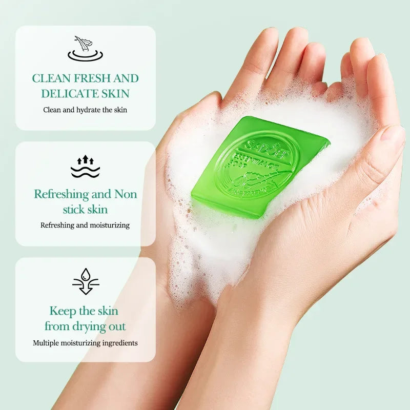 SADOER Aloe Facial Soap Face Wash Foam Facial Cleanser Moisturizing Firming Hydrating Oil Control Body Bathing Handmade Soap Qme