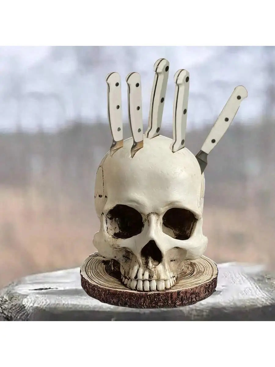 Horror Skull Knife Holder Used Kitchen Storage Decoration Ornaments Qme