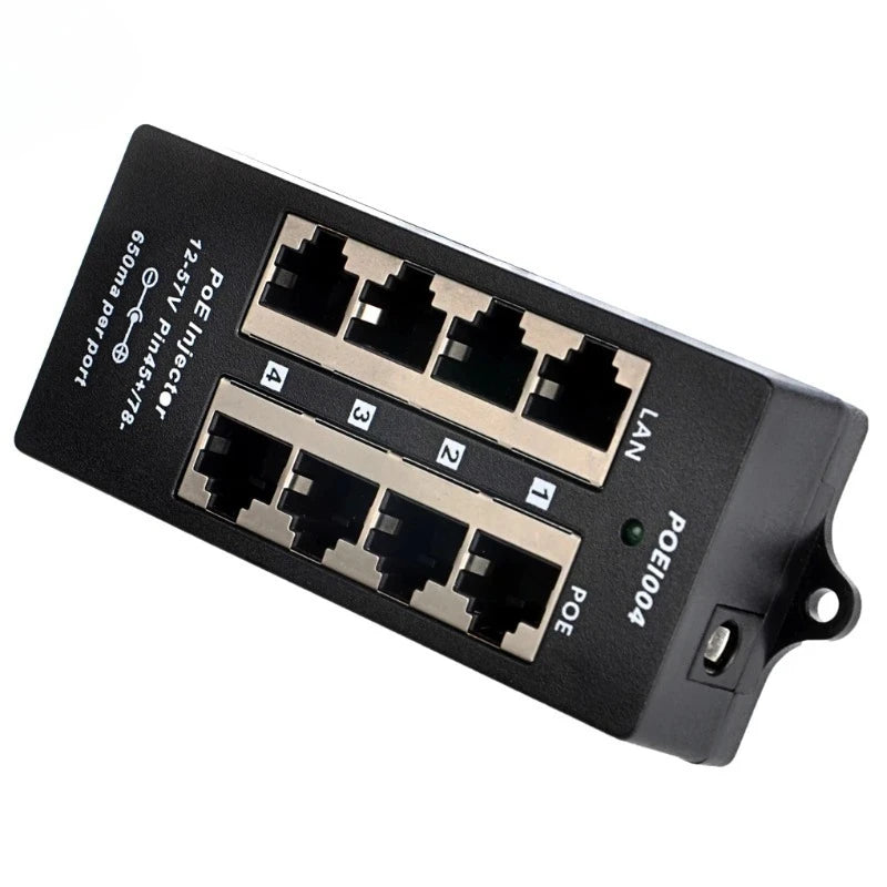 1PCS 4-Port POE Injector 100Mbps Ethernet Power Supply Wall-Mounted Adapter Qme