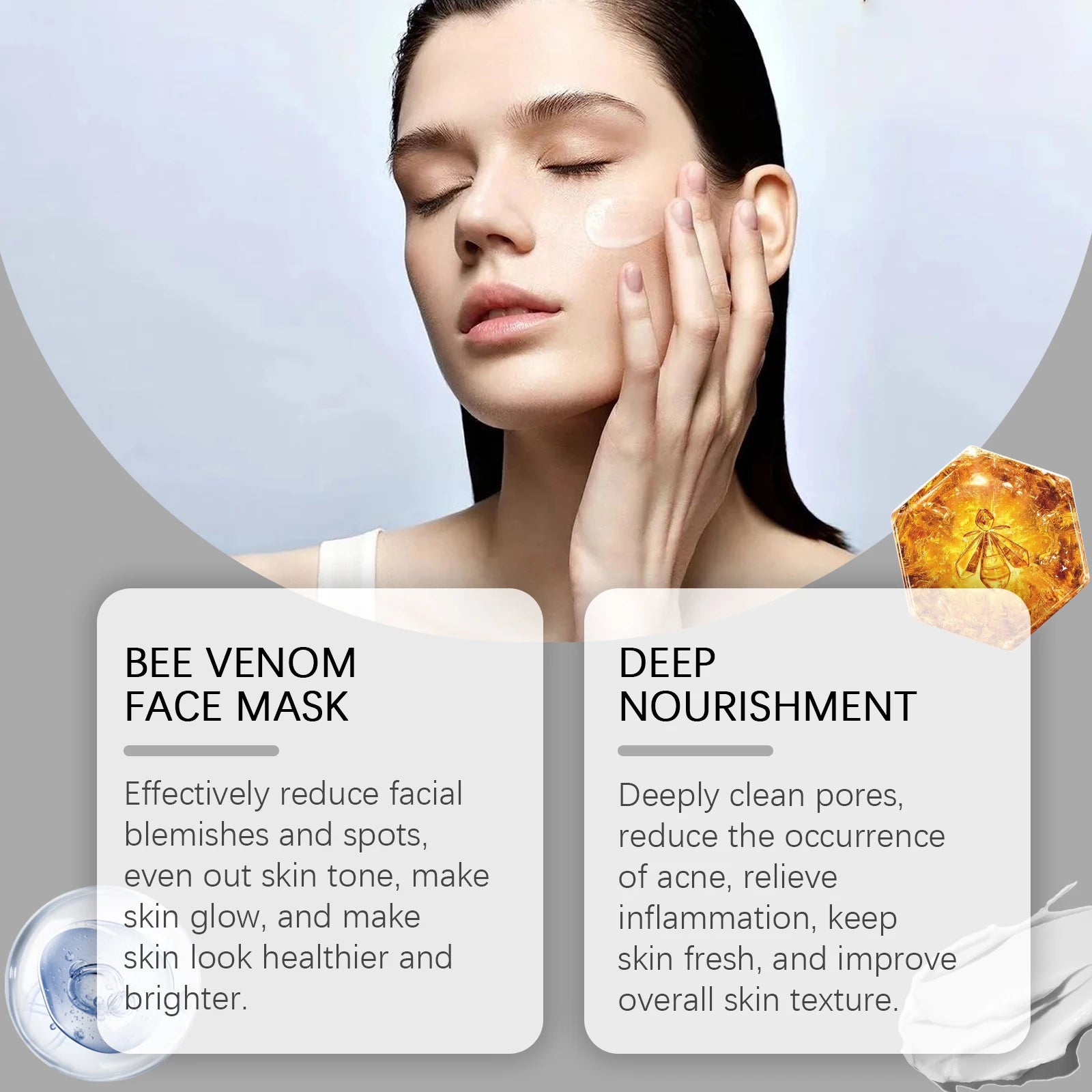 Propolis Facial Mask Moisturizing Brightening & Pore Purifying Soothing Bee Venom Firming Skin Facial Care Mask Nourishing Qme