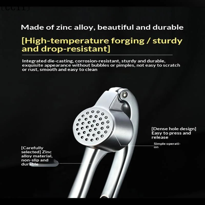 Zinc Alloy Garlic Press Peeler Cleaning Brush Rust Resistant Home Qme