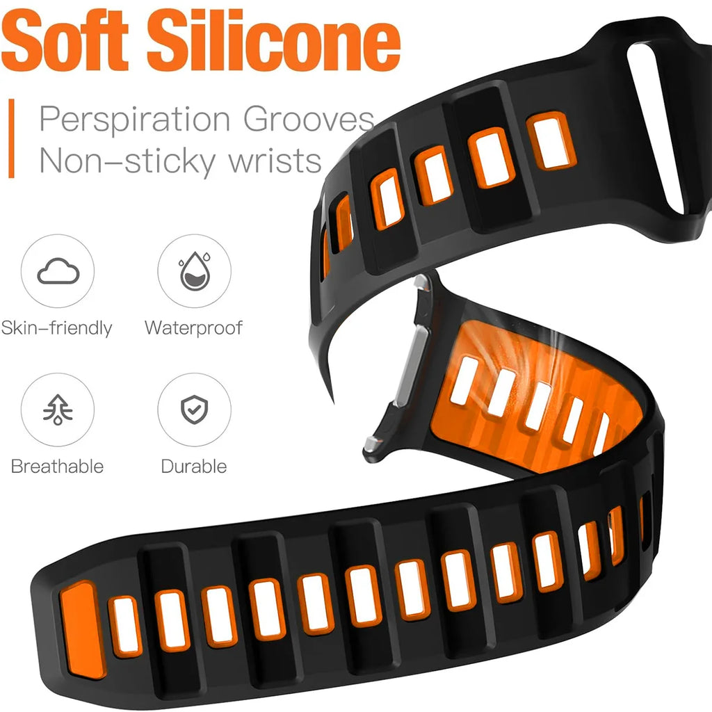 Sports Silicone Strap For Samsung Galaxy Watch Ultra 47mm Soft Loop Two Color Band For Samsung Galaxy 7 Ultra No Gaps Watchband Qme
