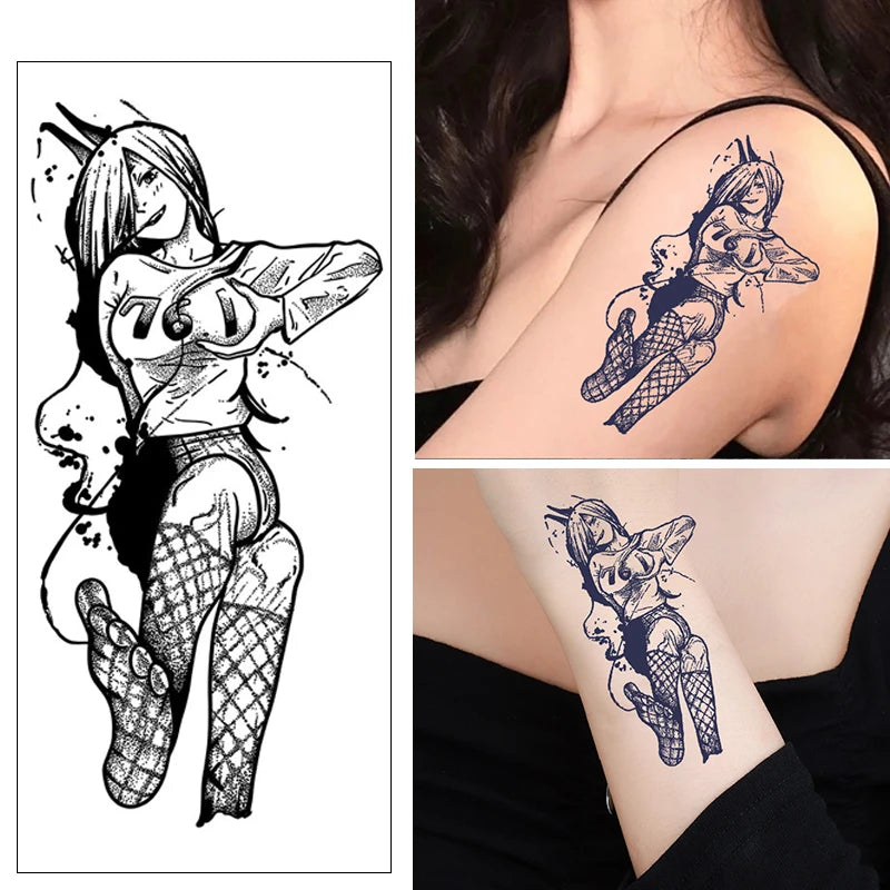 Sexy sexy lace girl temporary sticker arm thigh Waterproof and sweat resistant herbal juice tattoo sticker Qme