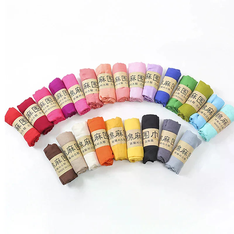 Women Native Windproof Scarf Shawls Wraps Solid Cotton Warm Scarves Qme
