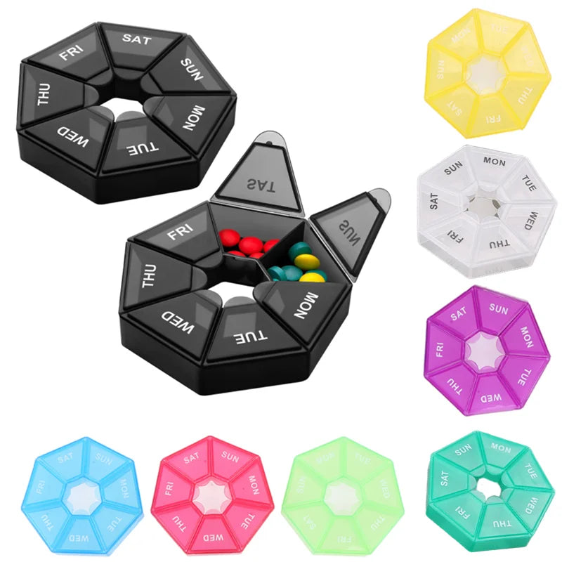 1Pcs Pill Case 7 Days Tablet Candy Pill Box Organizer Portable Storage Tablet Holder Travel Pill Organizer Pill Dispenser Qme