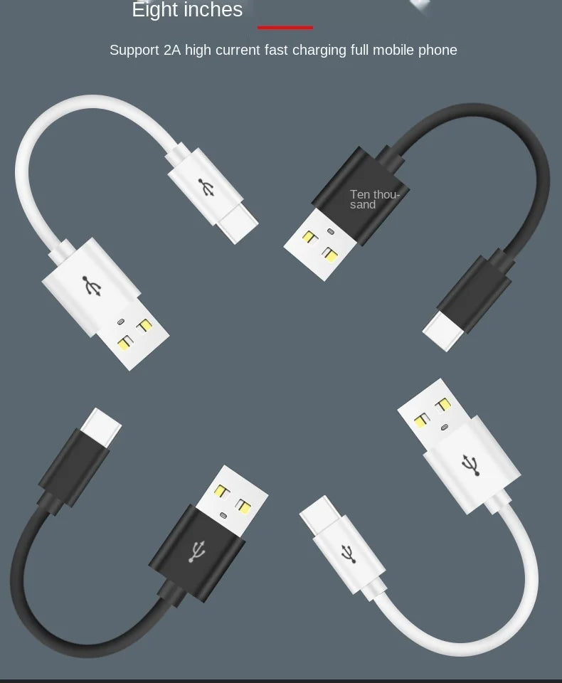 5pcs 10cm USB Type C Short Cable for Samsung Galaxy S9 Note 8 9 USB 3.0 Type-C USB C 2A Fast Charging Data Cable Qme