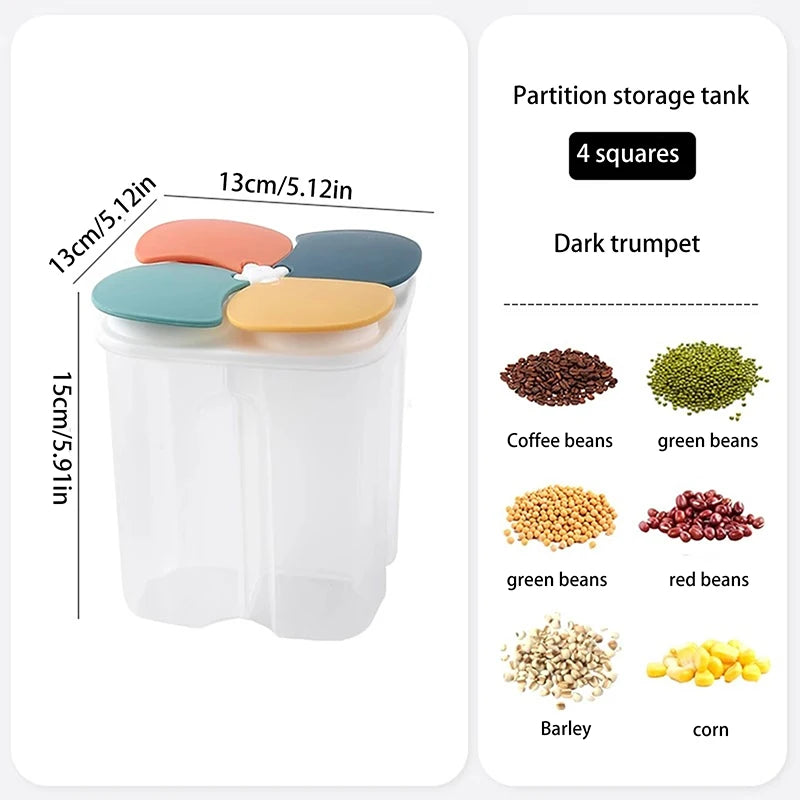 Four Grains Transparent Storage Crisper Kitchen Supplies Qme white -A2