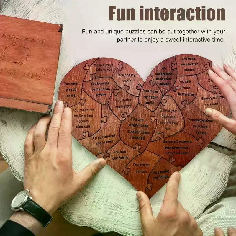 20 Reasons Why I Love You Puzzle Engraved Love Gift Home Decor Sentimental Gifts Personalized Mother's Day Valentine Day Gift Qme