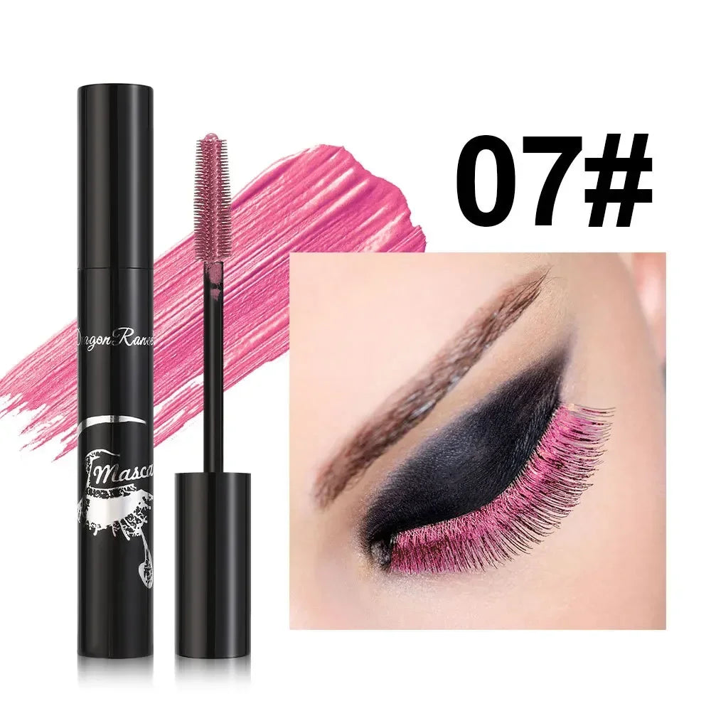 Colorful Mascara Blue Gold Pink Glitter Shimmer Mascara Waterproof Lasting Thick Curling Lengthen Eyelash Extension Mascara Qme 07 Pink