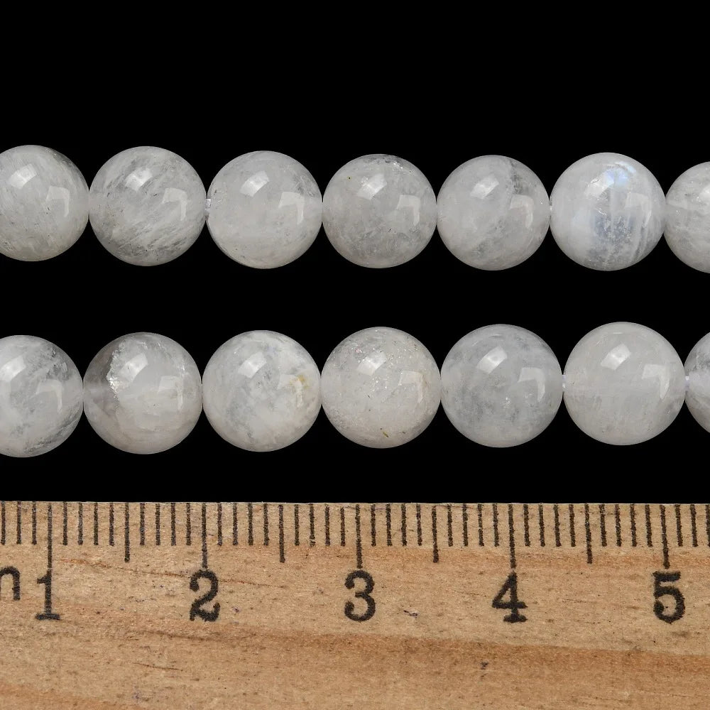PandaHall 5 Strands Natural Rainbow Moonstone Round Beads, White 8mm for DIY Necklace Bracelet Earring Jewelry Making Qme