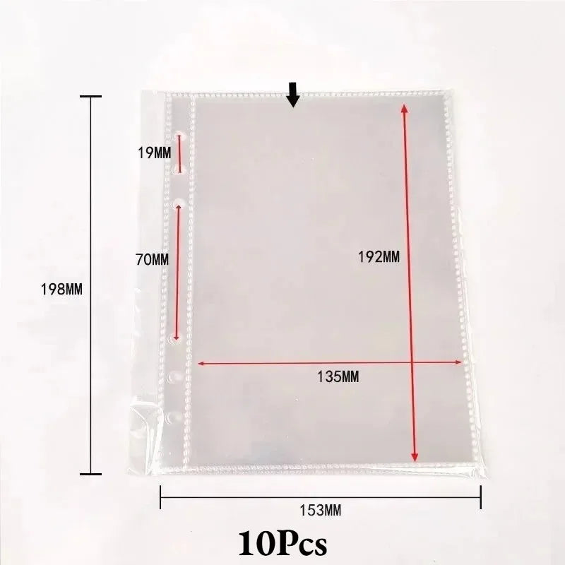 10sheets A5 Loose-leaf PP Transparent Pull-in Inner Page 6 Holes File Qme 6holes 1grids 10pcs