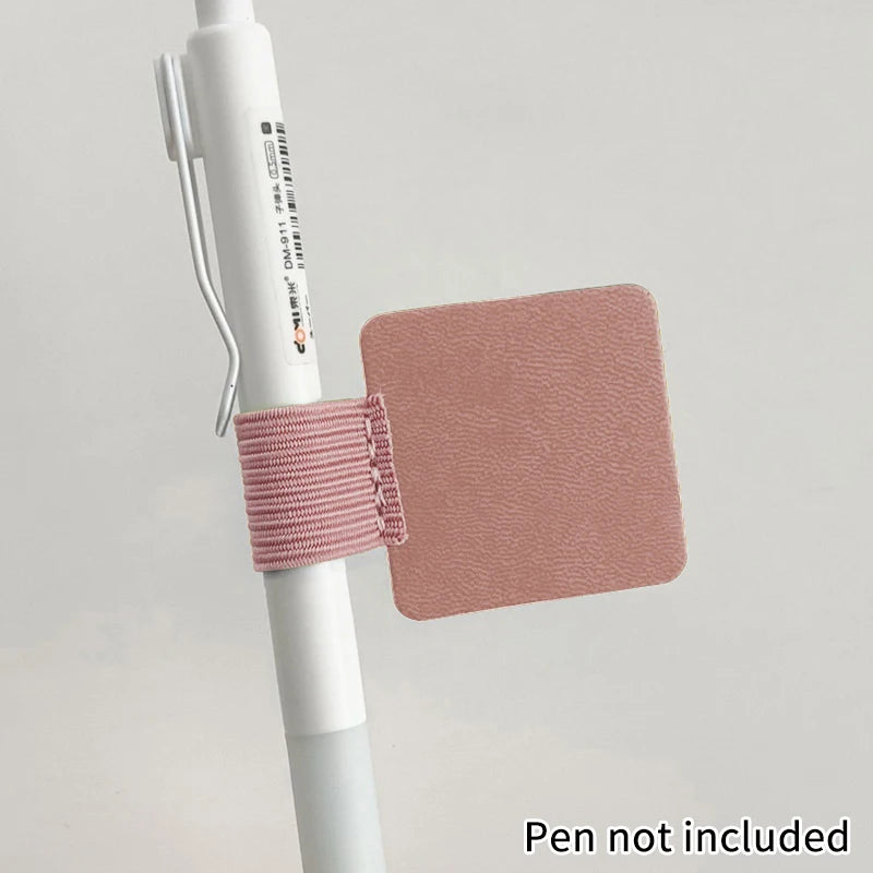 Pen Loops Pencil Holders Self-adhesive PU Leather Pad Stylus Books Qme Pink