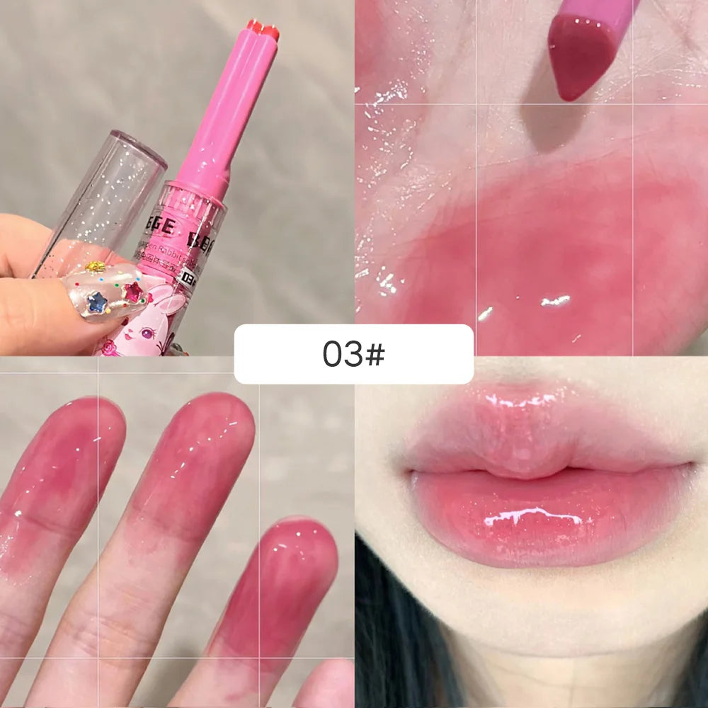 Gege Bear Garden Pink Rabbit Solid Lip Gloss Moisturizing Watery Qme GX1098-3