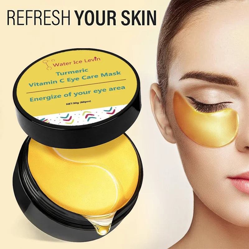 Turmeric vitamin C Eye Mask Anti Wrinkle Remove Dark Circle Eye Bags Puffiness Reduce Fine Line Firming Brightening Eye Patches Qme