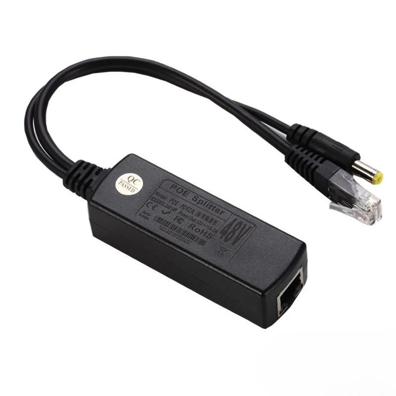 2pcs 48V to 12V POE Splitter 10/100Mbps with IEEE 802.3af/at Active Power Over Ethernet Adapter for IP Camera Surveillance Qme