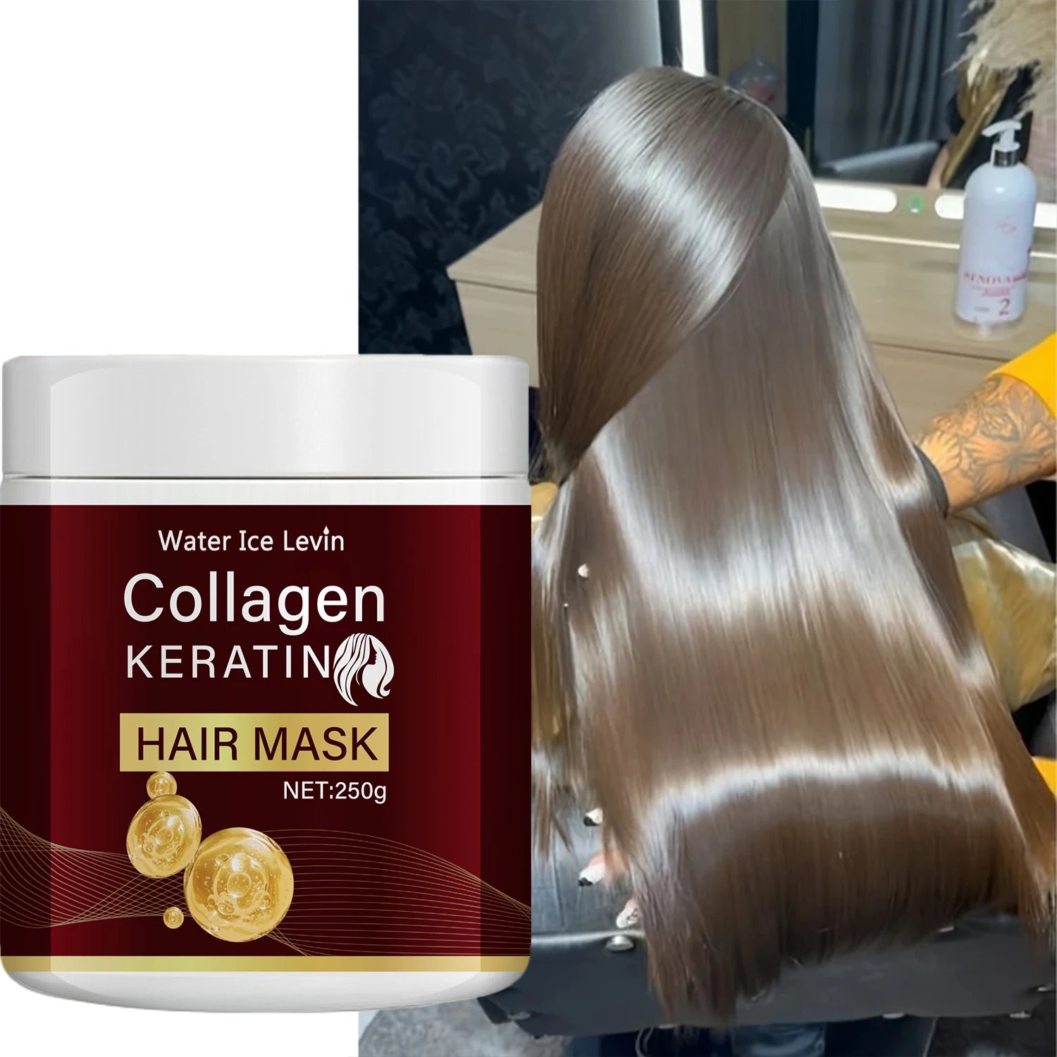 Collagen Keratin Hair Mask, Deeply Nourishes Dry and Damaged Hair, Enhances Elasticity—Rich in Moroccan Argan Oil, Deeply Moisturizes and Softens Qme
