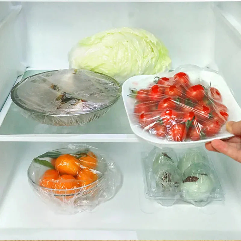 20/50/100Pcs Disposable Fresh-keeping Cover Plastic Elastic Kitchen Vegetable Food Stretch Leftovers Storage Bag Bowl Cup Covers Qme