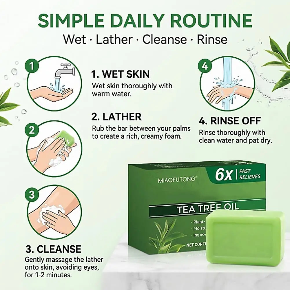 Natural Tea Tree Oil Soap Body Skin Cleaning Gentle Exfoliating Bar Qme