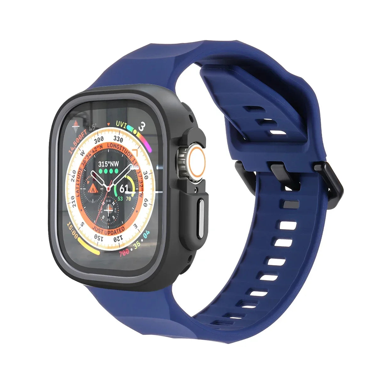 Silicone Sport Strap+Case for apple watch 9 8 7 6 SE 5 Ultra 2 Belt Bracelet Iwatch Series 49mm 45mm 41mm 44mm Protective Cover Qme Gray DarkU 44mm Series SE 456