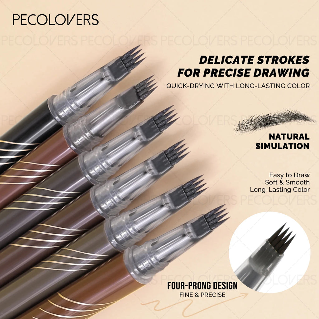 Four Fork Liquid Eyebrow Pencil, Hairy Eyebrows, Waterproof, Filling Eyebrow Gaps, Suitable for Beginners, Eyebrow Cosmetics Qme