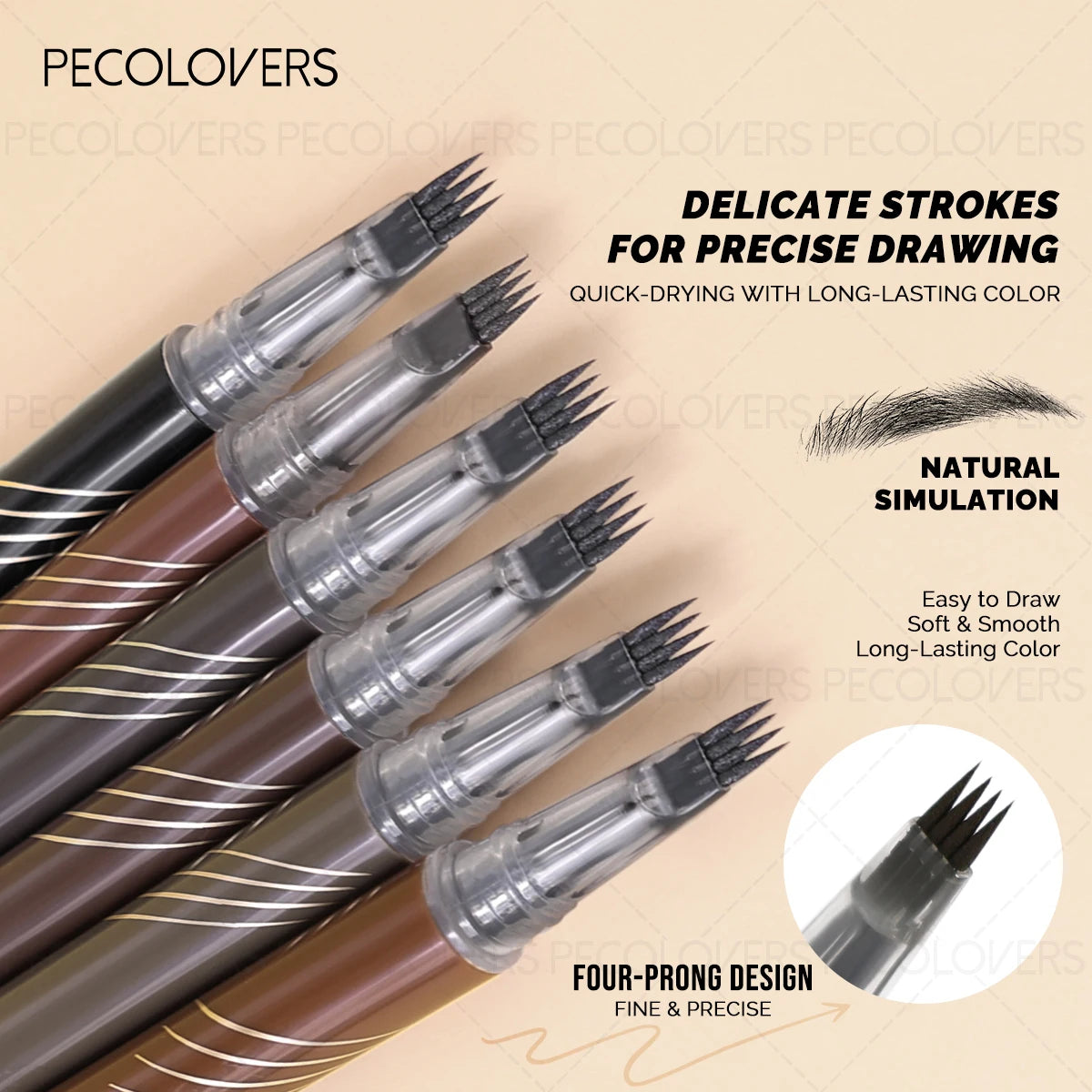 Four Fork Liquid Eyebrow Pencil, Hairy Eyebrows, Waterproof, Filling Eyebrow Gaps, Suitable for Beginners, Eyebrow Cosmetics Qme