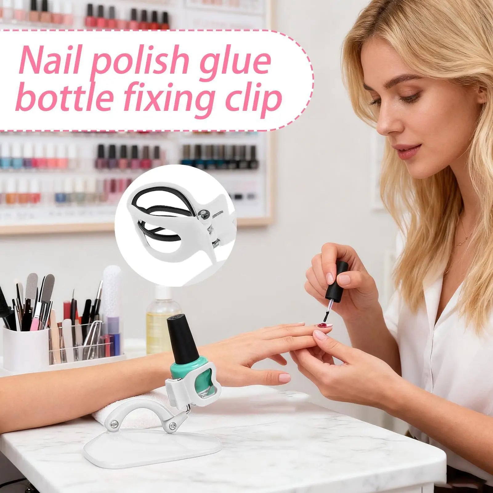 Nail Polish Bottle Holder Display Fixing Clip Adjustable Gel Nail Polish Holder Organizer for Beauty Women Girls Home Manicure Qme