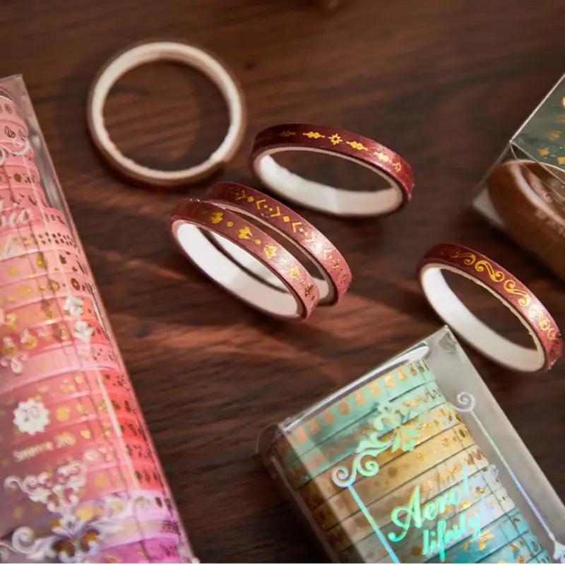 Washi Tape Gold Foil Decorative Adhesive Scrapbooking Ribbons Diary Qme